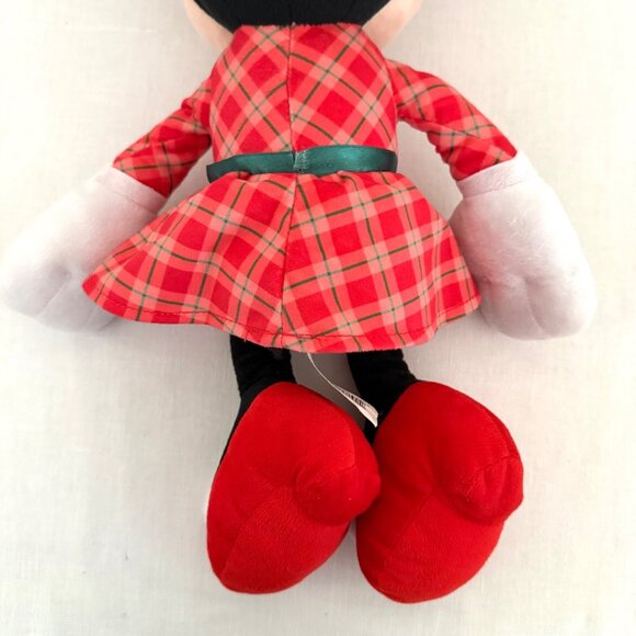 Disney Minnie Mouse Holiday Plush 20 Inch Red Plaid Dress Green Bow 2020 Edition - Picture 11 of 14